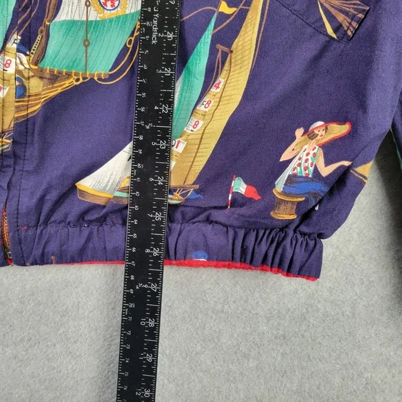 VTG Tommy Hilfiger Reversible Nautical Sailboat Bomber Jacket Red Navy Mens M - Picture 2 of 13